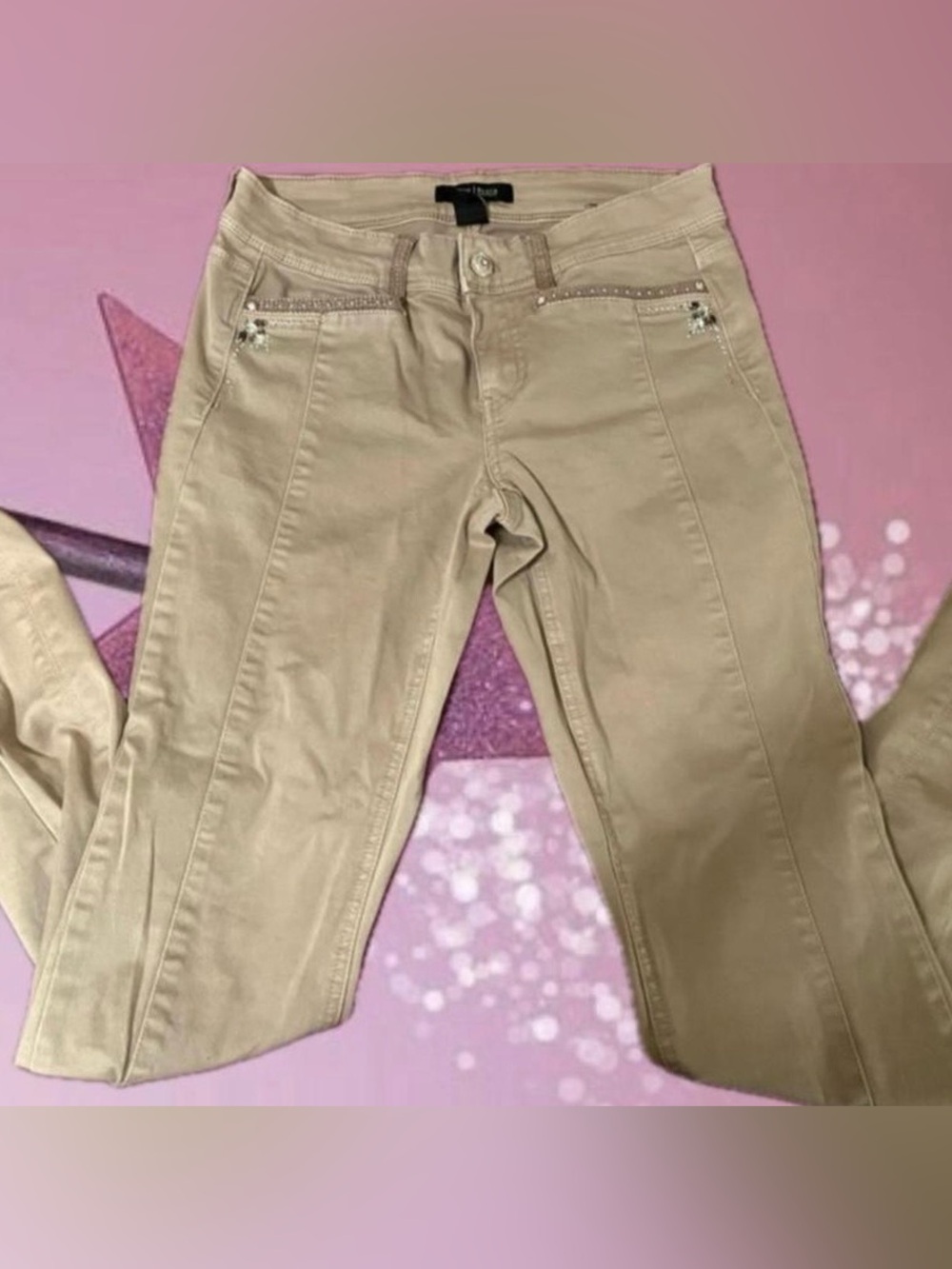 tan/cream y2k straight pants